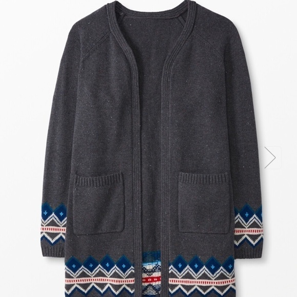 Hanna Andersson Fair Isle Sweater Open Cardigan XS NWT longline lagenlook cozy - Picture 1 of 6